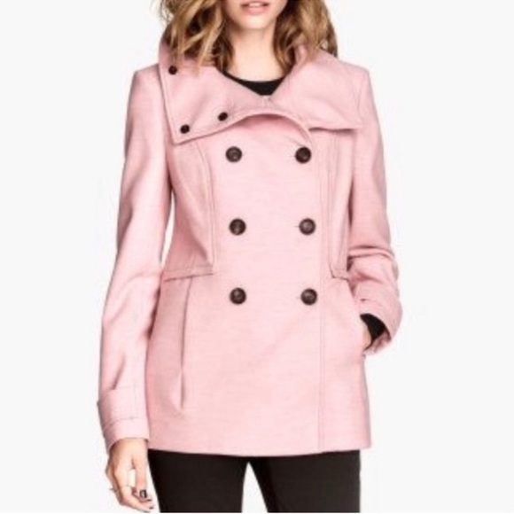 H&M Jackets & Blazers - H&M Pink Double Breasted Pea Coat US 10